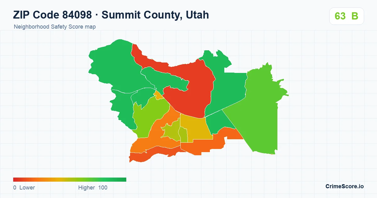ZIP Code 84098 in Summit County, Utah neighborhood Safety Score map