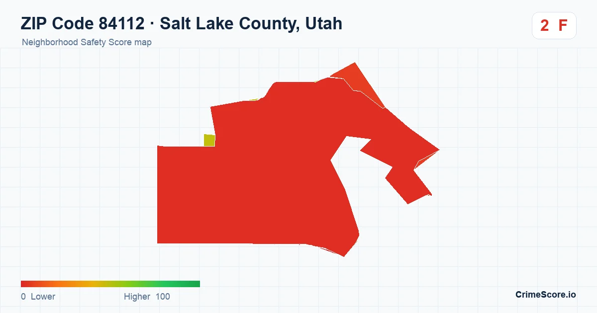 ZIP Code 84112 in Salt Lake County, Utah neighborhood Safety Score map