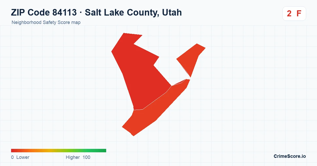 ZIP Code 84113 in Salt Lake County, Utah neighborhood Safety Score map