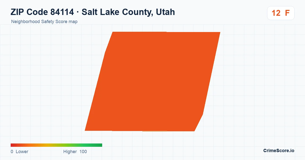 ZIP Code 84114 in Salt Lake County, Utah neighborhood Safety Score map