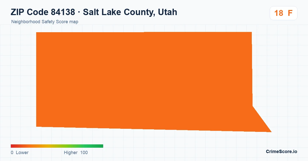 ZIP Code 84138 in Salt Lake County, Utah neighborhood Safety Score map