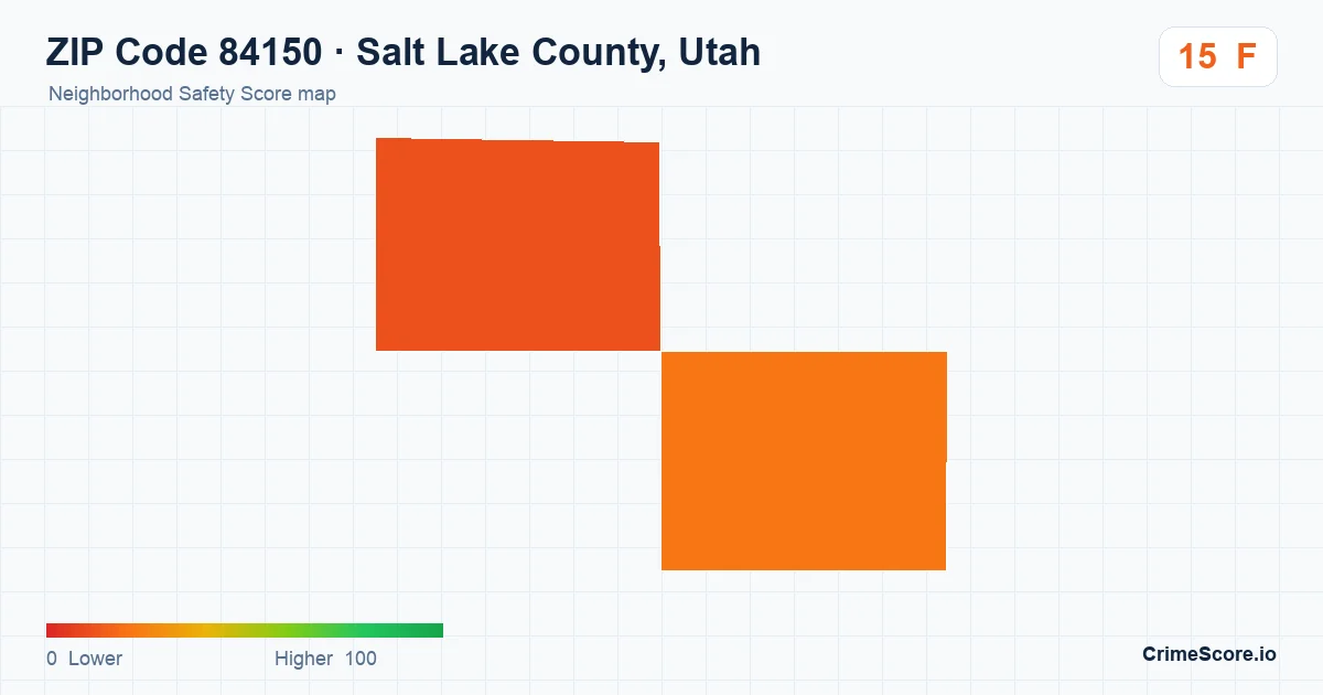 ZIP Code 84150 in Salt Lake County, Utah neighborhood Safety Score map