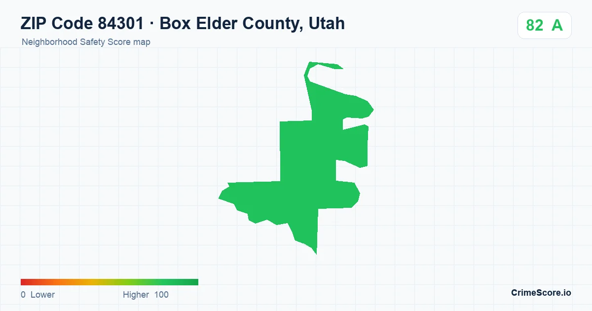 ZIP Code 84301 in Box Elder County, Utah neighborhood Safety Score map
