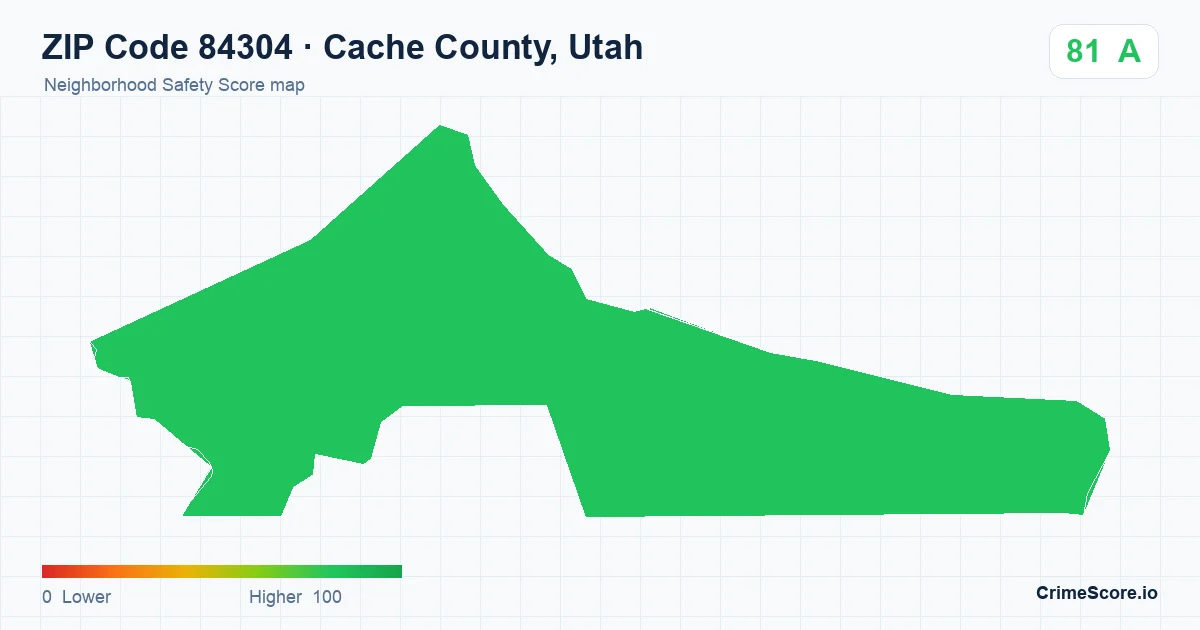 ZIP Code 84304 in Cache County, Utah neighborhood Safety Score map