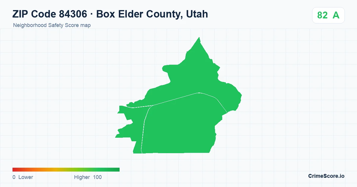 ZIP Code 84306 in Box Elder County, Utah neighborhood Safety Score map
