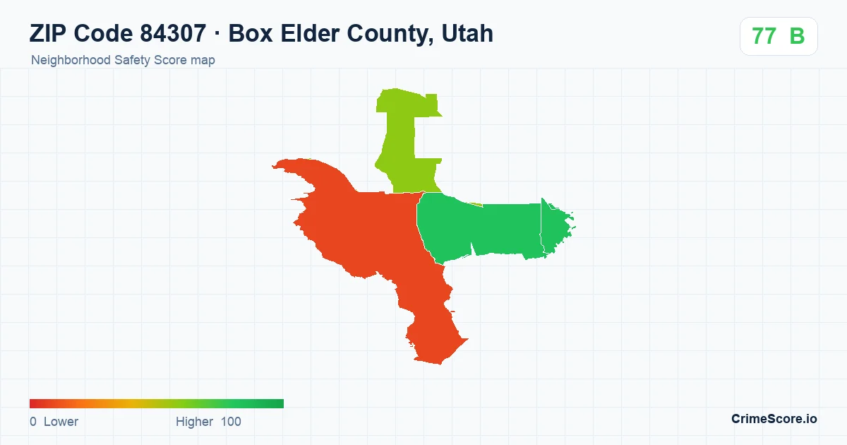 ZIP Code 84307 in Box Elder County, Utah neighborhood Safety Score map