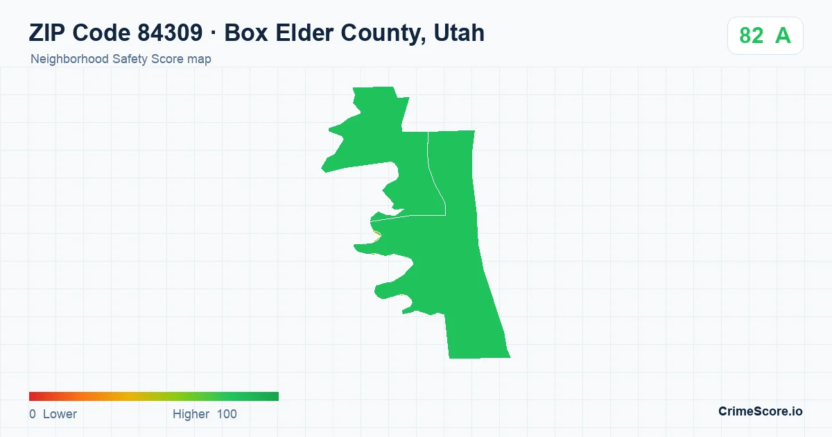 ZIP Code 84309 in Box Elder County, Utah neighborhood Safety Score map