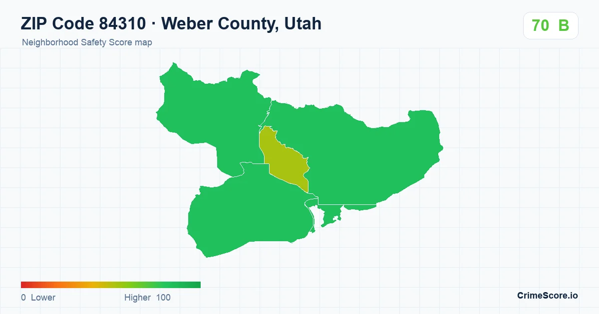 ZIP Code 84310 in Weber County, Utah neighborhood Safety Score map