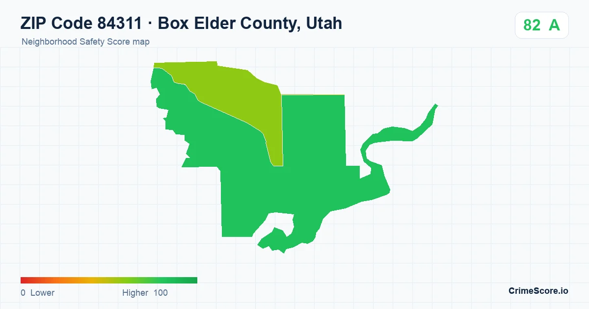 ZIP Code 84311 in Box Elder County, Utah neighborhood Safety Score map