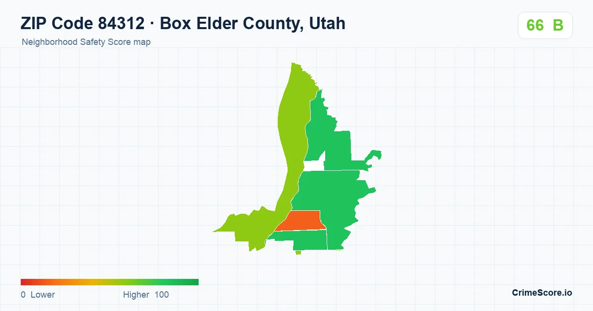 ZIP Code 84312 in Box Elder County, Utah neighborhood Safety Score map