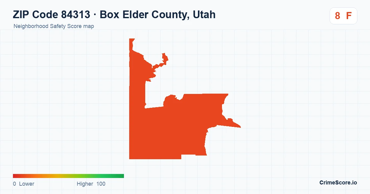 ZIP Code 84313 in Box Elder County, Utah neighborhood Safety Score map