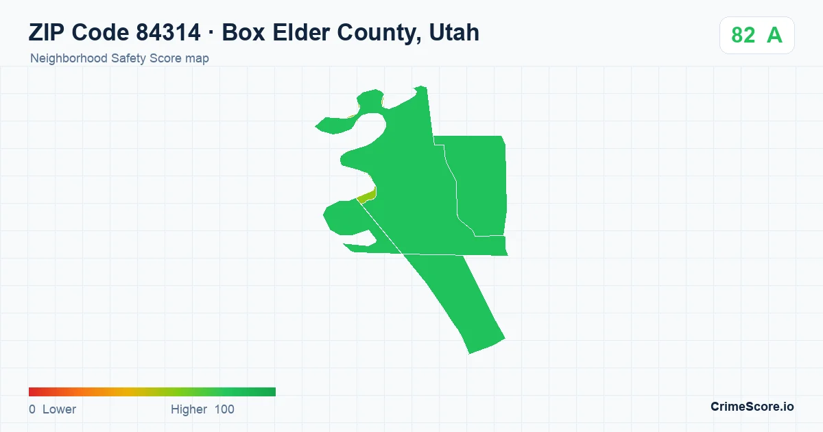 ZIP Code 84314 in Box Elder County, Utah neighborhood Safety Score map