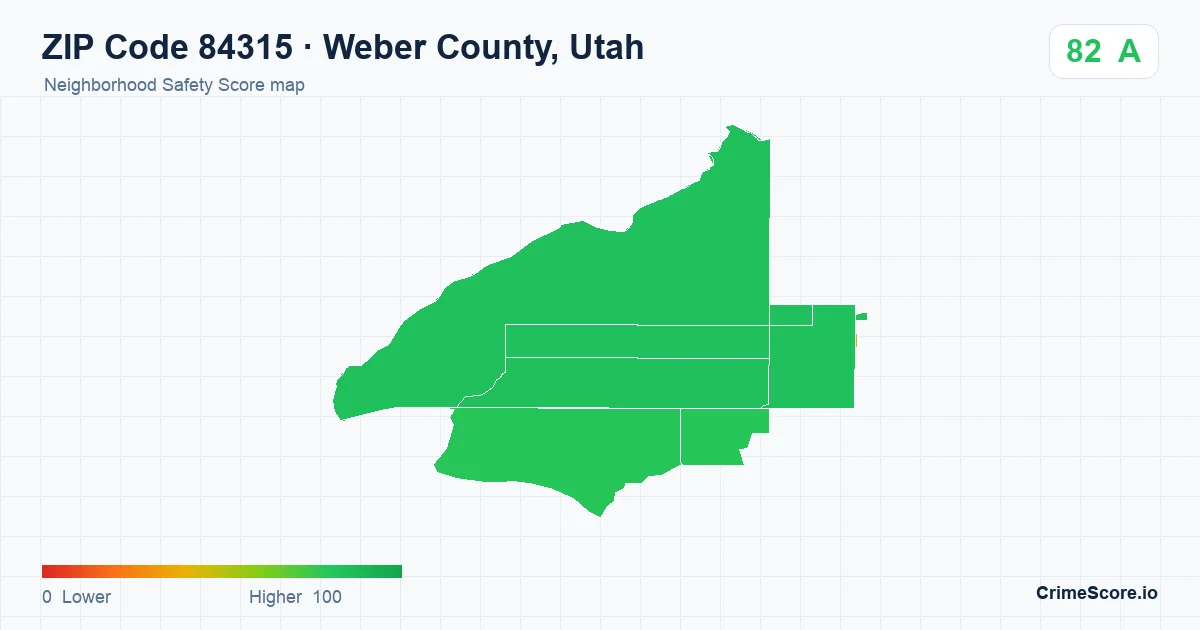 ZIP Code 84315 in Weber County, Utah neighborhood Safety Score map