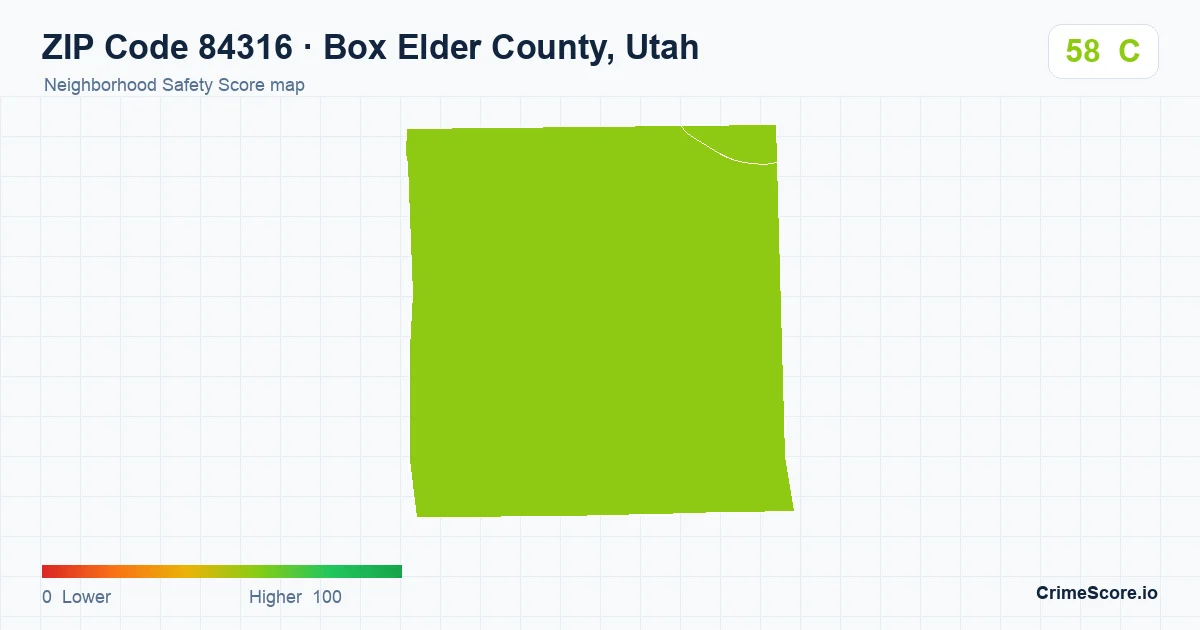 ZIP Code 84316 in Box Elder County, Utah neighborhood Safety Score map