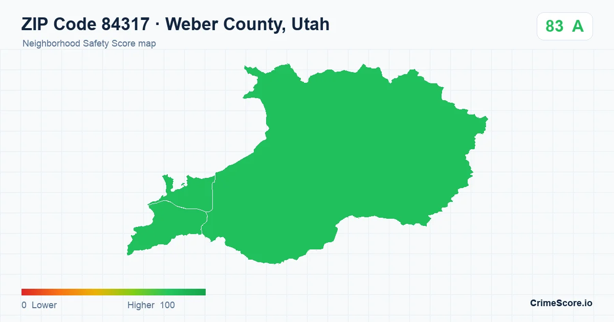 ZIP Code 84317 in Weber County, Utah neighborhood Safety Score map