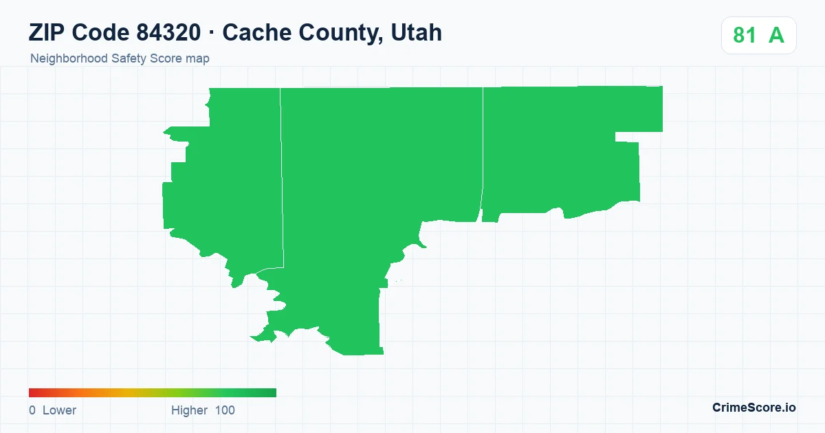 ZIP Code 84320 in Cache County, Utah neighborhood Safety Score map
