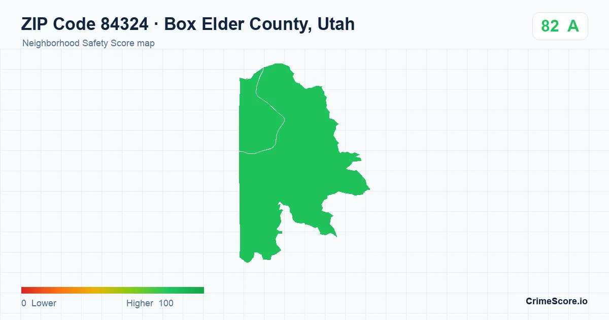 ZIP Code 84324 in Box Elder County, Utah neighborhood Safety Score map
