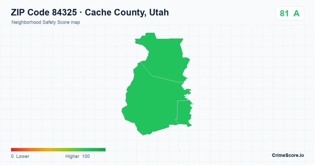 ZIP Code 84325 in Cache County, Utah neighborhood Safety Score map