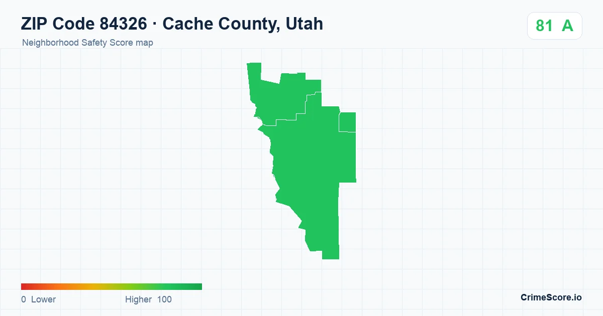 ZIP Code 84326 in Cache County, Utah neighborhood Safety Score map