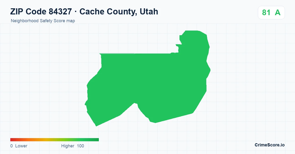 ZIP Code 84327 in Cache County, Utah neighborhood Safety Score map
