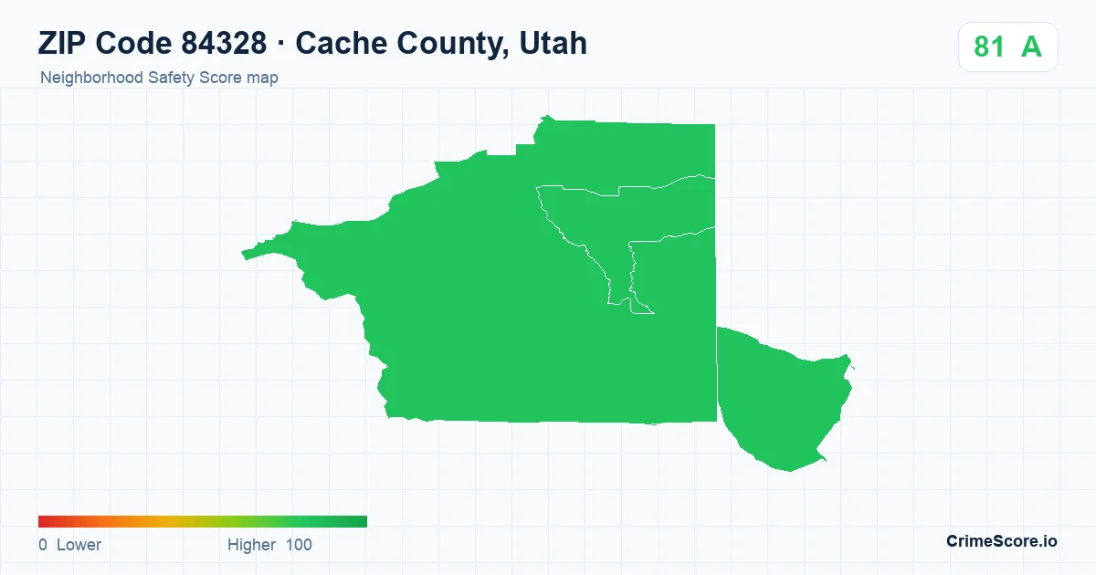 ZIP Code 84328 in Cache County, Utah neighborhood Safety Score map