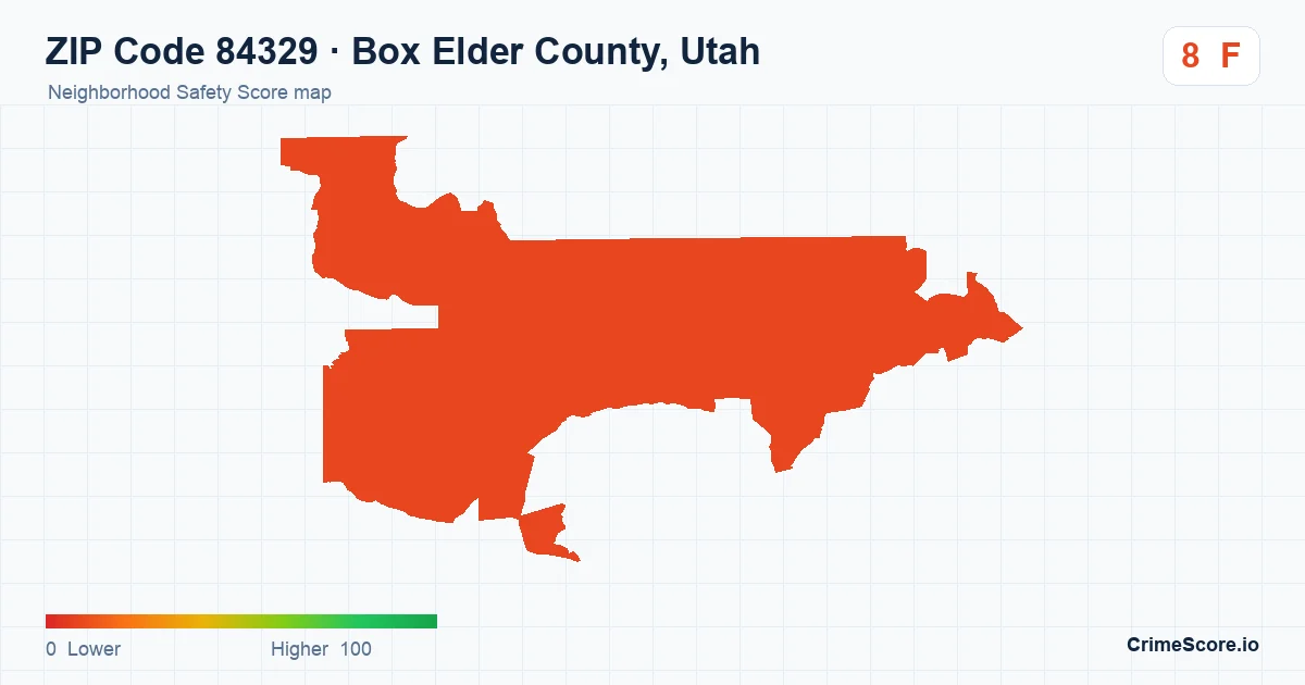 ZIP Code 84329 in Box Elder County, Utah neighborhood Safety Score map