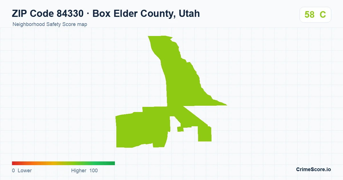 ZIP Code 84330 in Box Elder County, Utah neighborhood Safety Score map