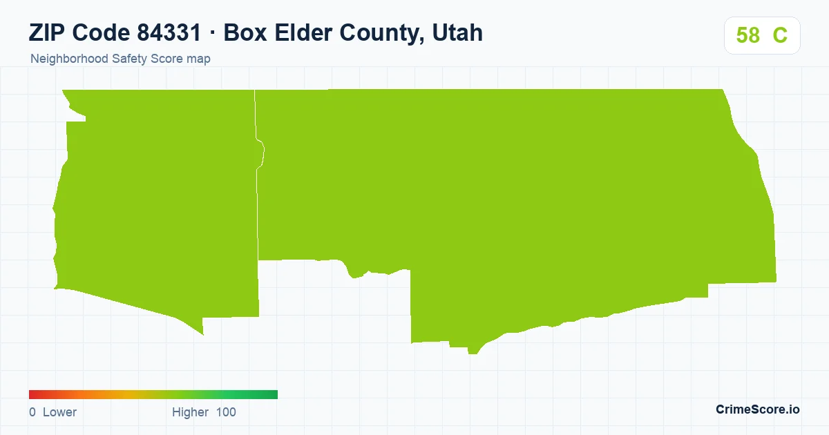 ZIP Code 84331 in Box Elder County, Utah neighborhood Safety Score map