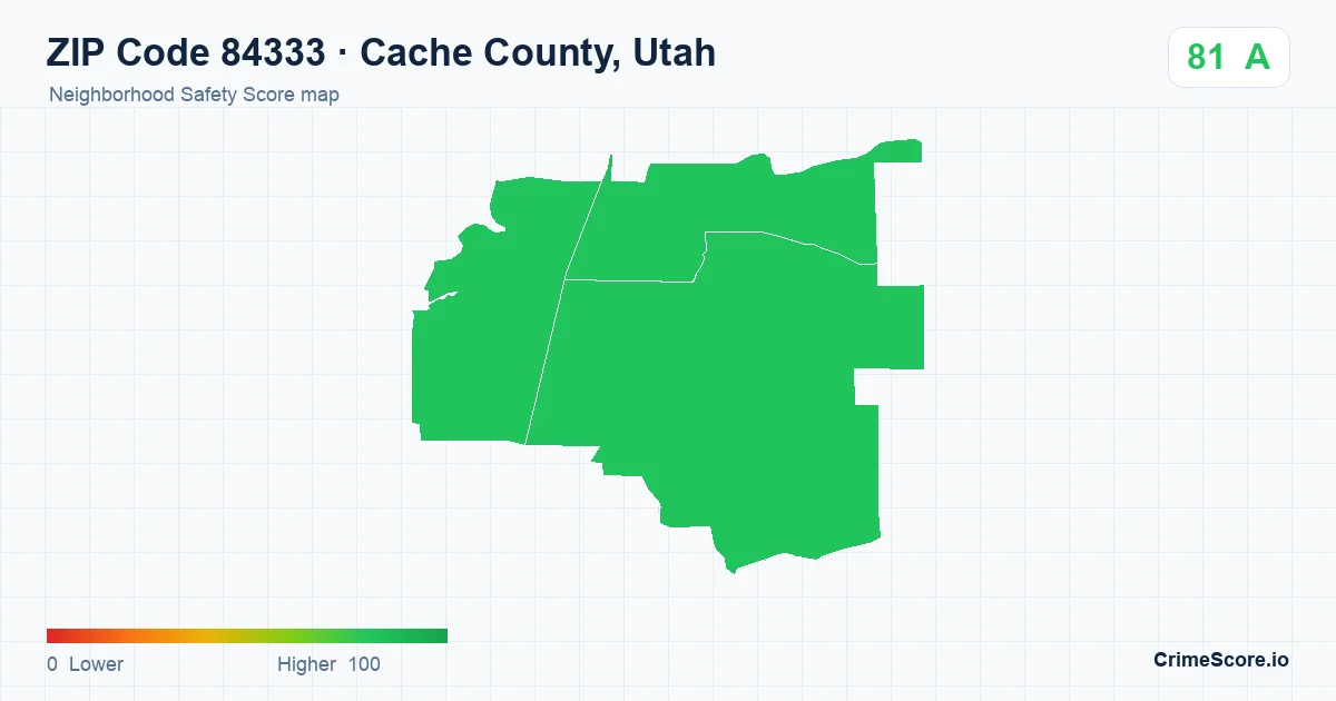 ZIP Code 84333 in Cache County, Utah neighborhood Safety Score map