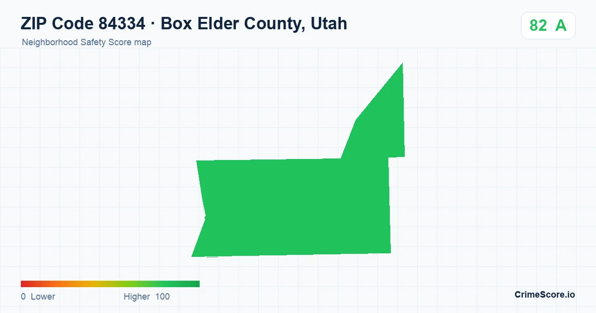 ZIP Code 84334 in Box Elder County, Utah neighborhood Safety Score map