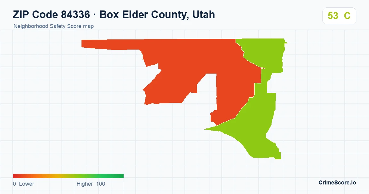 ZIP Code 84336 in Box Elder County, Utah neighborhood Safety Score map