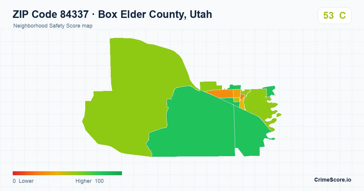 ZIP Code 84337 in Box Elder County, Utah neighborhood Safety Score map