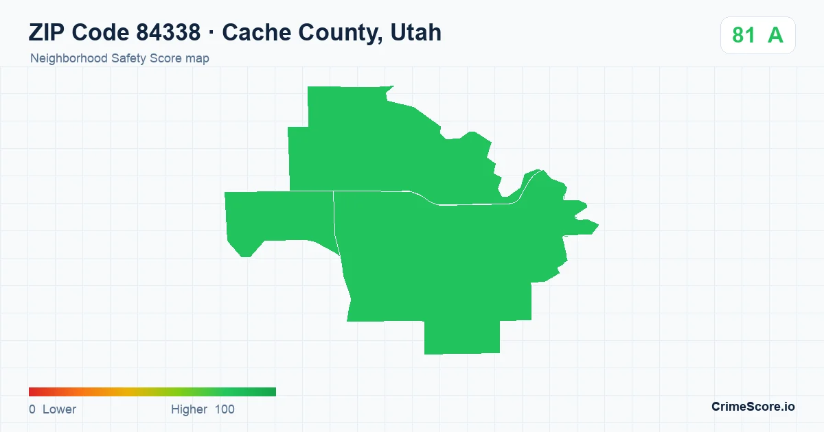 ZIP Code 84338 in Cache County, Utah neighborhood Safety Score map