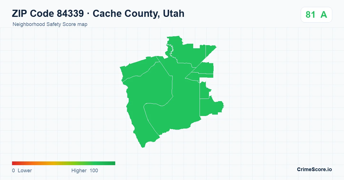ZIP Code 84339 in Cache County, Utah neighborhood Safety Score map