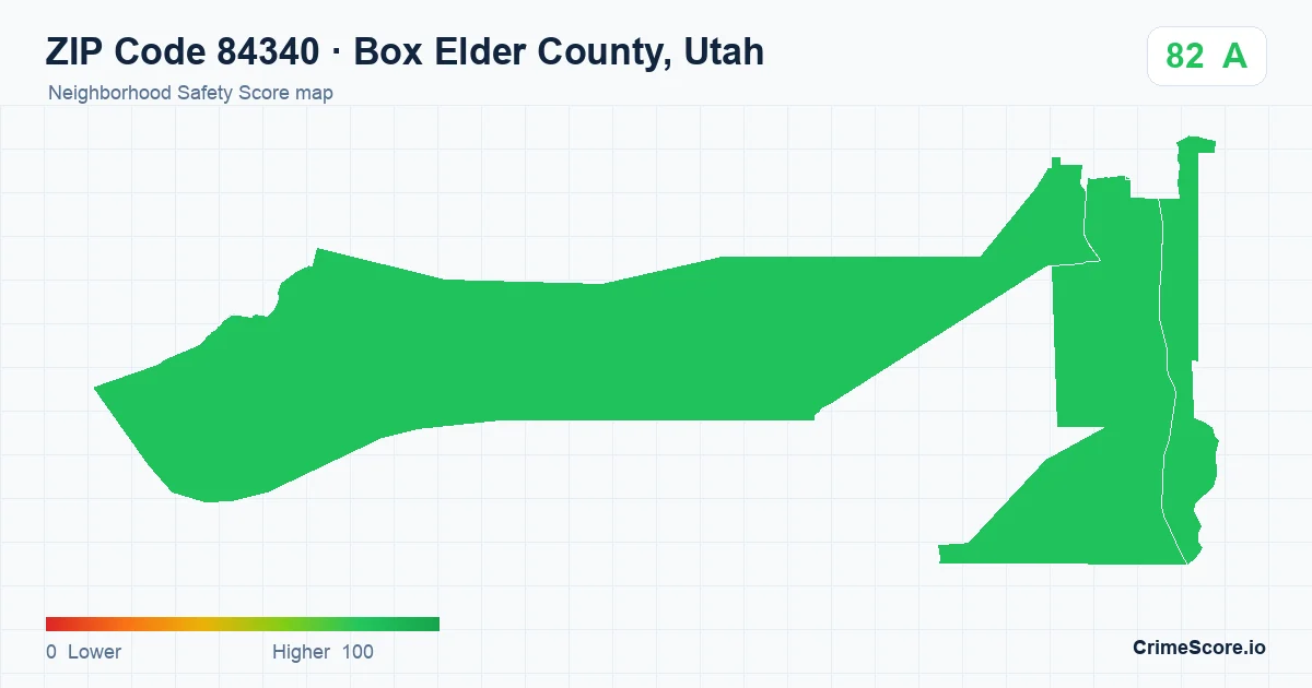ZIP Code 84340 in Box Elder County, Utah neighborhood Safety Score map