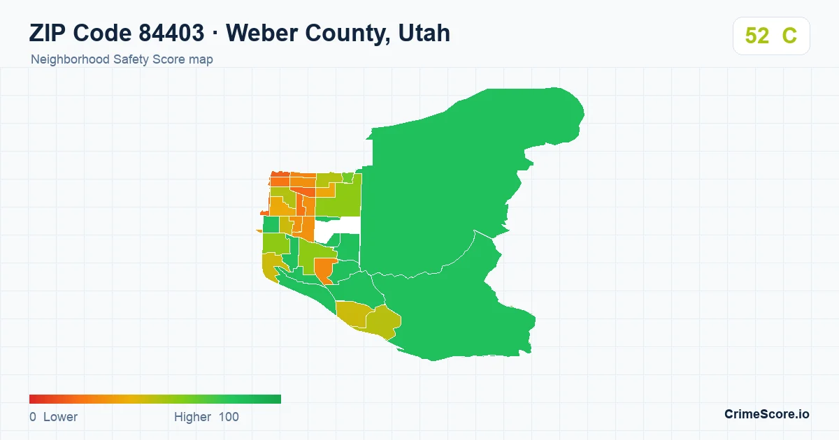 ZIP Code 84403 in Weber County, Utah neighborhood Safety Score map