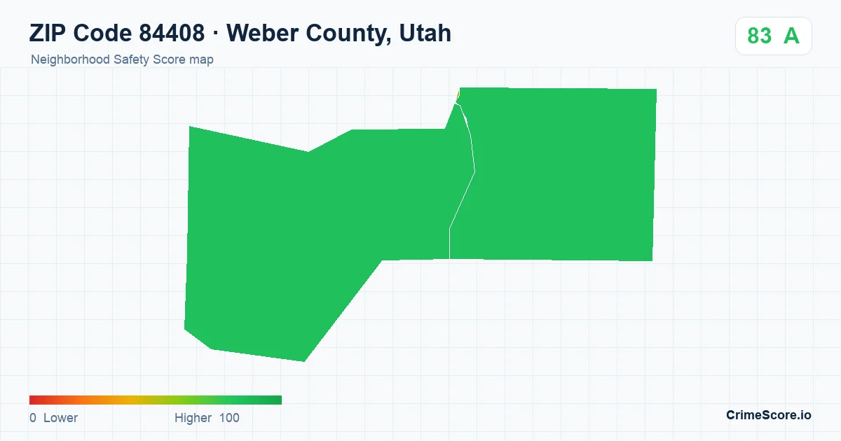 ZIP Code 84408 in Weber County, Utah neighborhood Safety Score map