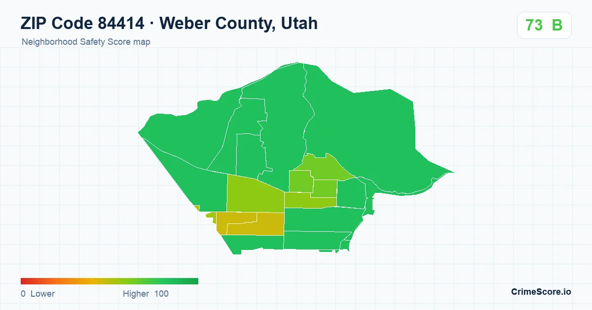 ZIP Code 84414 in Weber County, Utah neighborhood Safety Score map