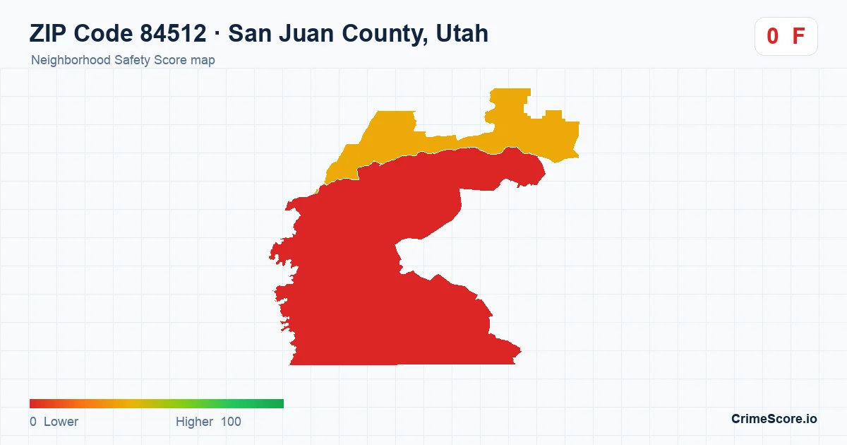 ZIP Code 84512 in San Juan County, Utah neighborhood Safety Score map