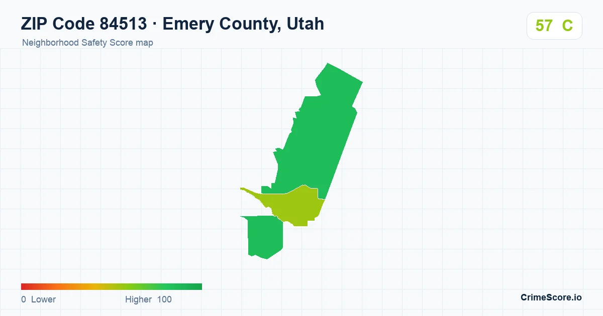 ZIP Code 84513 in Emery County, Utah neighborhood Safety Score map