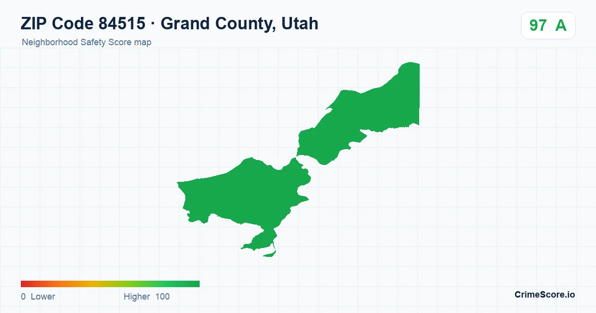 ZIP Code 84515 in Grand County, Utah neighborhood Safety Score map