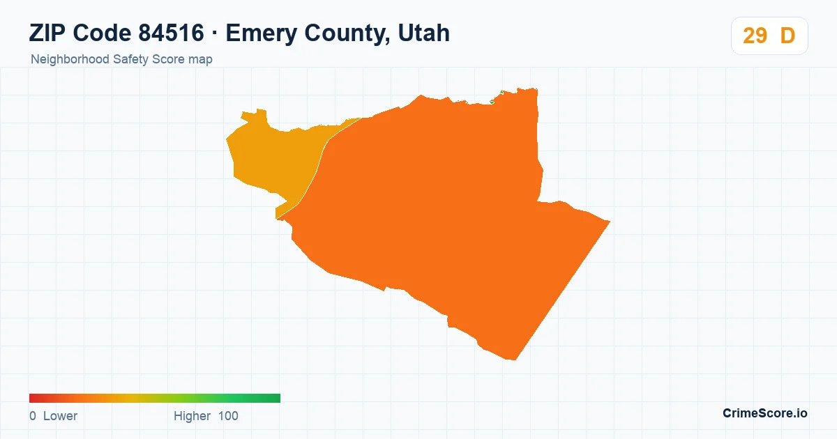 ZIP Code 84516 in Emery County, Utah neighborhood Safety Score map