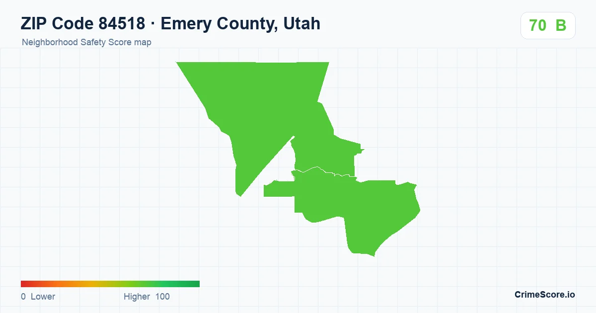 ZIP Code 84518 in Emery County, Utah neighborhood Safety Score map