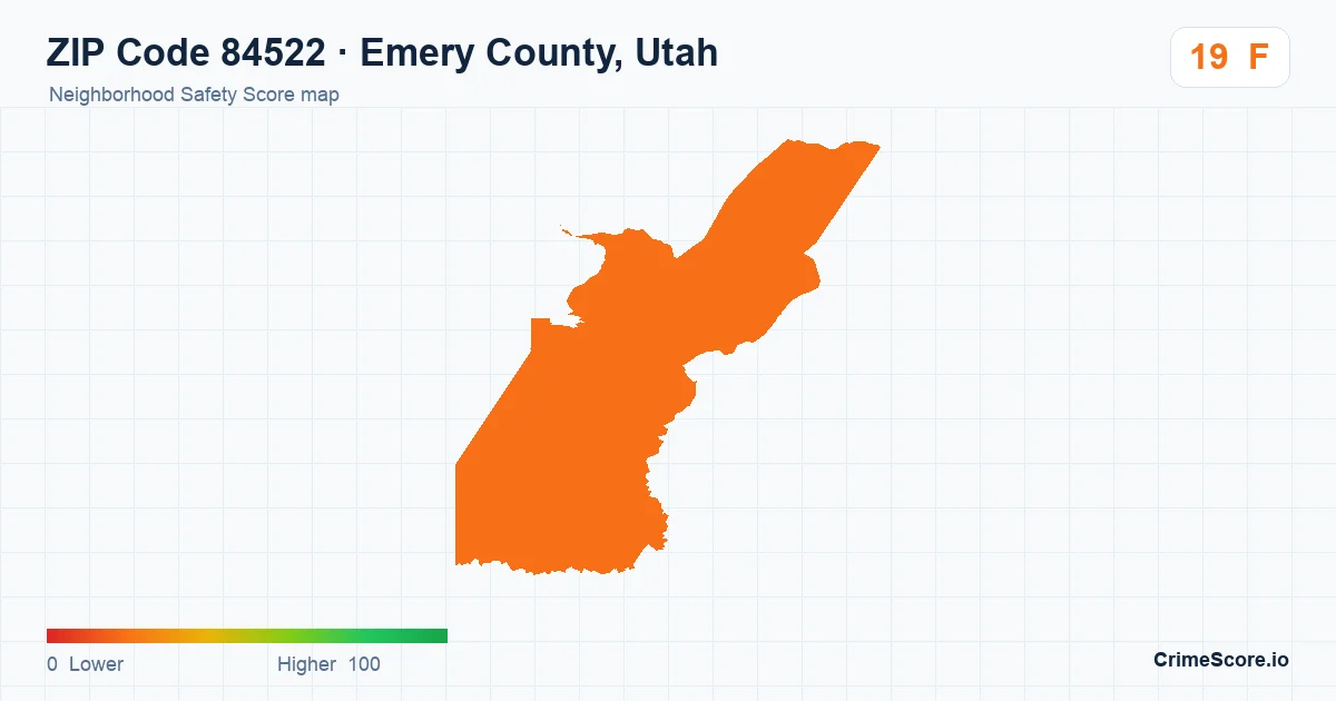 ZIP Code 84522 in Emery County, Utah neighborhood Safety Score map