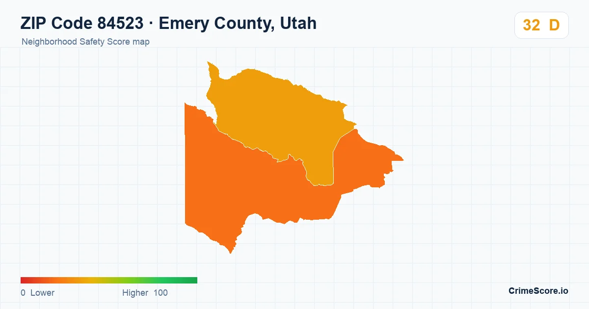 ZIP Code 84523 in Emery County, Utah neighborhood Safety Score map