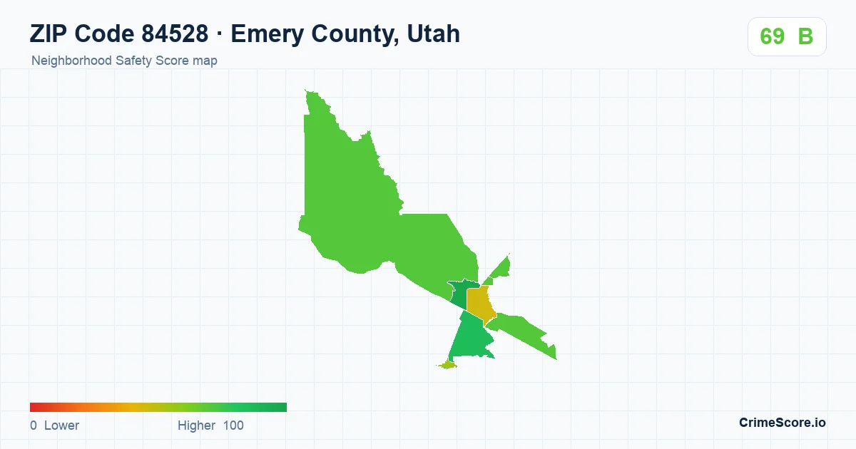 ZIP Code 84528 in Emery County, Utah neighborhood Safety Score map