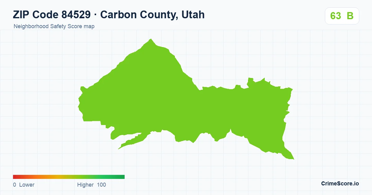 ZIP Code 84529 in Carbon County, Utah neighborhood Safety Score map