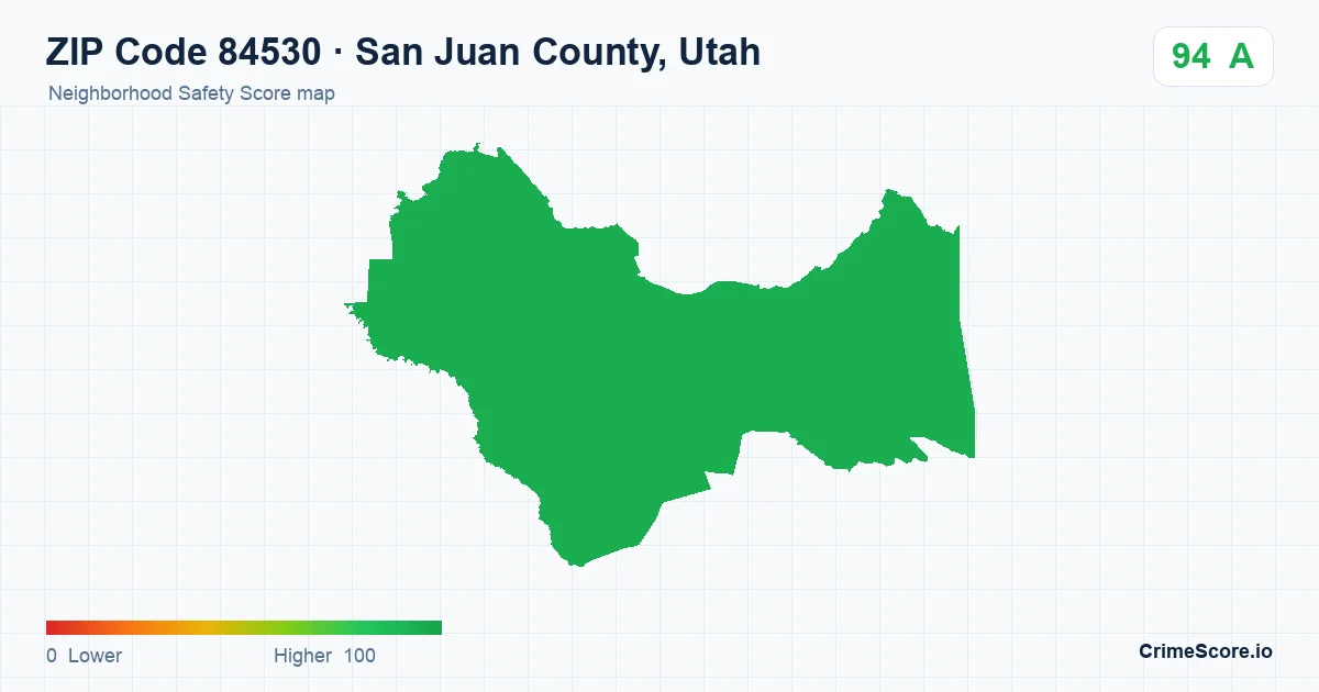 ZIP Code 84530 in San Juan County, Utah neighborhood Safety Score map
