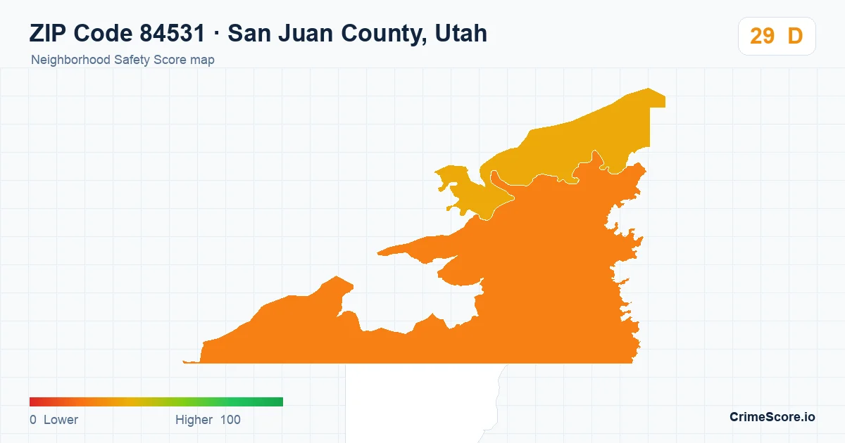 ZIP Code 84531 in San Juan County, Utah neighborhood Safety Score map
