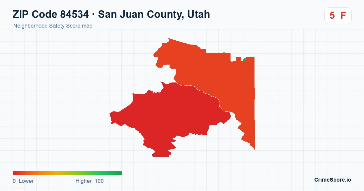 ZIP Code 84534 in San Juan County, Utah neighborhood Safety Score map